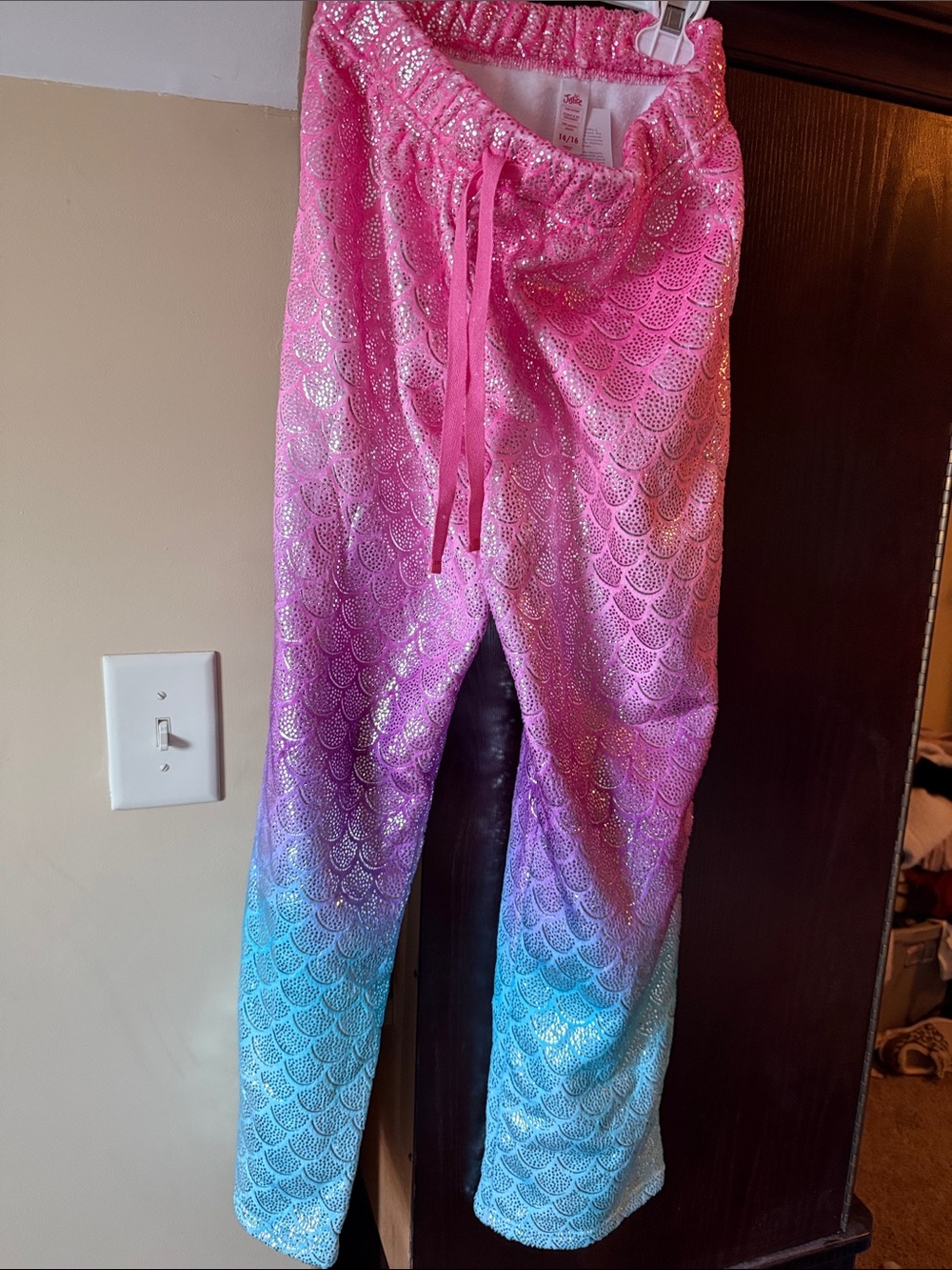 Justice Pink to Blue Glitter Mermaid Scale Pajama Pants